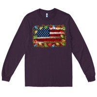 Plum christmas american flag background Long Sleeve Tee - Jasminsmagicworld