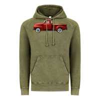 Vintage Olive western red truck right side view Vintage Hoodie - FaDigitalArtStudio