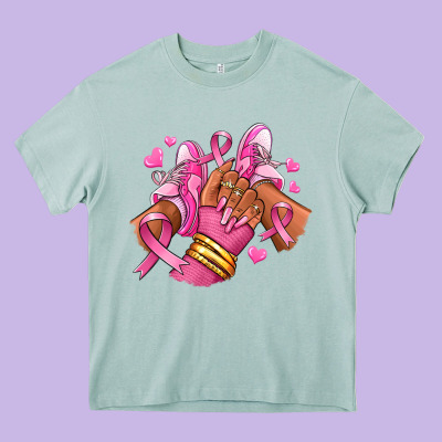 Heavy Core Tee Breast Cancer afro girl sneakers