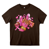 Chocolate Brown Breast Cancer afro girl sneakers Heavy Core Tee - RanaPortraitStore