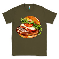 Army Green American hamburger Classic Tee - AdoDesignShop