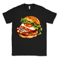 Black American hamburger Classic Tee - AdoDesignShop
