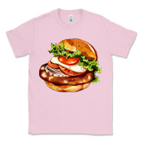 Bubblegum Pink American hamburger Classic Tee - AdoDesignShop