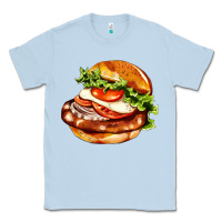 Dusty Blue American hamburger Classic Tee - AdoDesignShop