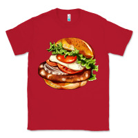 Red American hamburger Classic Tee - AdoDesignShop