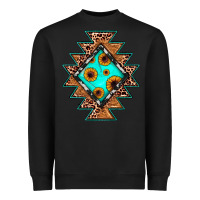 Black aztec leopard turquoise sunflower Heavyweight Sweatshirt - JahusDesignShop