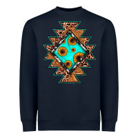 Navy aztec leopard turquoise sunflower Heavyweight Sweatshirt - JahusDesignShop