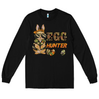 Black easter egg hunter rabbit bunny Long Sleeve Tee - BarkalooDesign