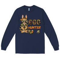 Navy easter egg hunter rabbit bunny Long Sleeve Tee - BarkalooDesign