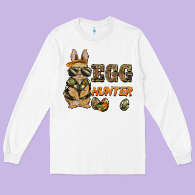 Easter Egg Hunter Rabbit Bunny Long Sleeve Tee Designed By Barkaloodesign