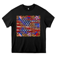 Black American flag and star leopard Heavy Core Tee - Artiststas