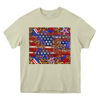 Mossy American flag and star leopard Heavy Core Tee - Artiststas