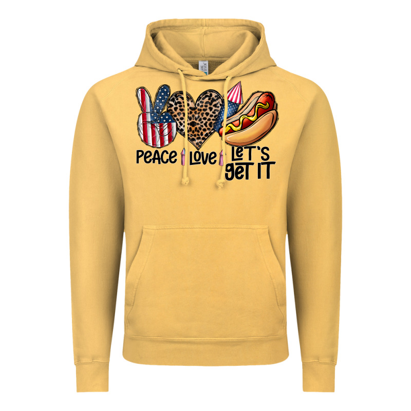 Peace Love Let's Get It Vintage Hoodie by CowhideDigitalArt | Teevron
