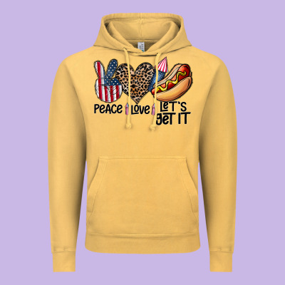 Peace Love Let's Get It Vintage Hoodie Designed By Cowhidedigitalart
