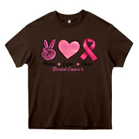 Chocolate Brown Peace Love Cure Cancer Heavy Core Tee - RanaPortraitStore