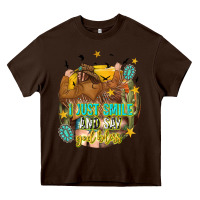Chocolate Brown i just smile and say god bless Heavy Core Tee - texasbilliewilder