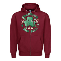 Burgundy shamrock and roll Zipper Hoodie - MaliasSmallBusiness