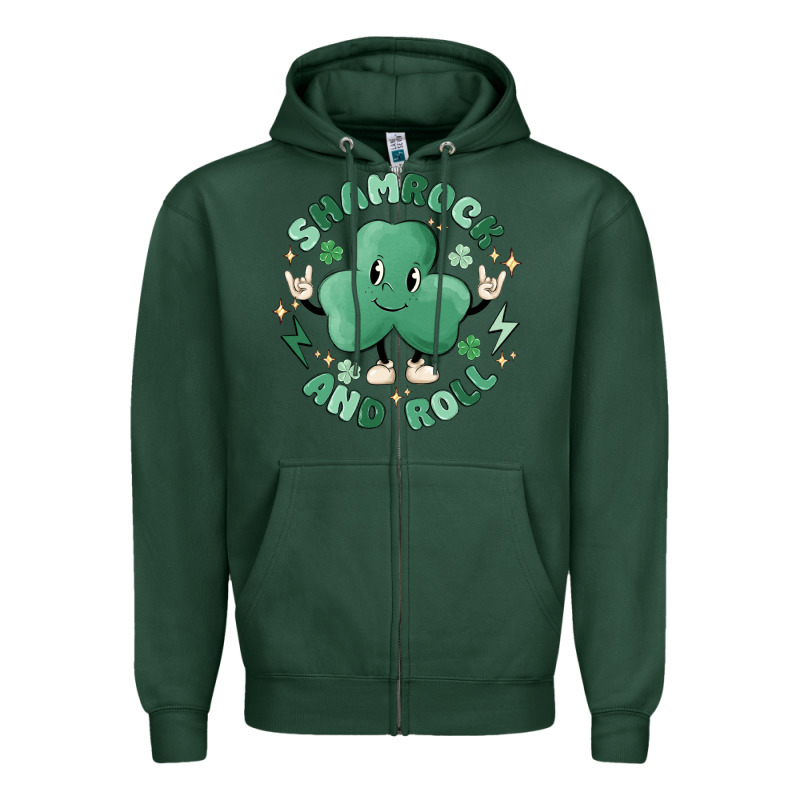 Shamrock And Roll Zipper Hoodie by MaliasSmallBusiness | Teevron