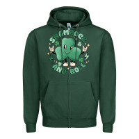 Sports Green shamrock and roll Zipper Hoodie - MaliasSmallBusiness