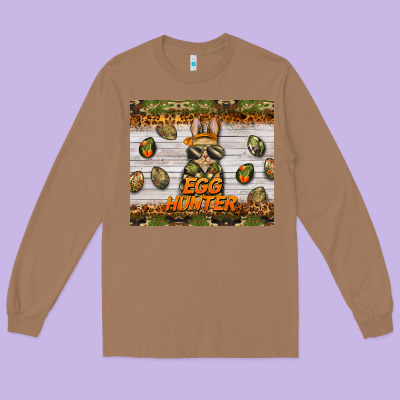 Easter Egg Hunter  Rabbit Long Sleeve Tee Designed By Barkaloodesign