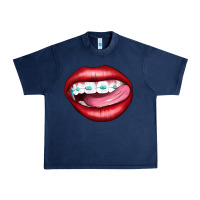Navy Lips Dental Braces Urban Heavy Tee - Artiststas