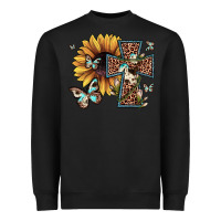 Black leopard cross sunflower butterfly Heavyweight Sweatshirt - JahusDesignShop