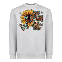 Heather Grey leopard cross sunflower butterfly Heavyweight Sweatshirt - JahusDesignShop
