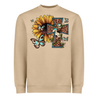 Leopard Cross Sunflower Butterfly Heavyweight Sweatshirt | Teevron