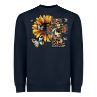 Navy leopard cross sunflower butterfly Heavyweight Sweatshirt - JahusDesignShop