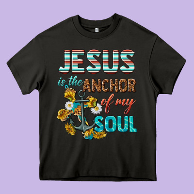Jesus Is The Anchor Of My Soul Heavy Core Tee Designed By Texasbilliewilder