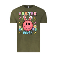 Vintage Olive easter vibes smiley face Vintage Tee - Artiststas