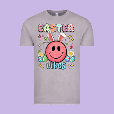 Easter Vibes Smiley Face Vintage Tee Designed By Artiststas