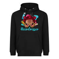 Black Afro Bantu Knots Red Hairdresser With Leopard Glasses Bbs Heavyweight Hoodie - BundleAndBundleShop