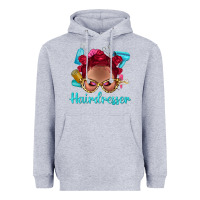 Heather Grey Afro Bantu Knots Red Hairdresser With Leopard Glasses Bbs Heavyweight Hoodie - BundleAndBundleShop