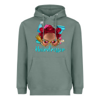 Sage Afro Bantu Knots Red Hairdresser With Leopard Glasses Bbs Heavyweight Hoodie - BundleAndBundleShop