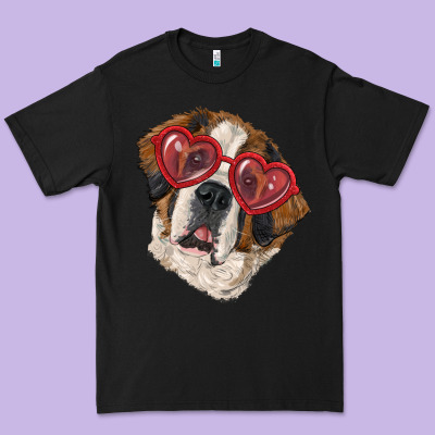 Premium Tee Saint bernard with love glasses