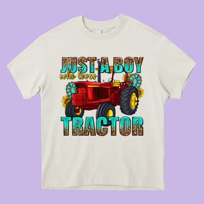 Just A Boy Who Loves Tractor Heavy Core Tee Designed By Texasbilliewilder