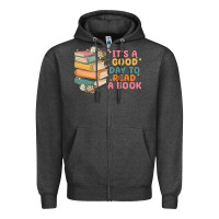 Charcoal Heather it's a good day to read a book Zipper Hoodie - MaliasSmallBusiness