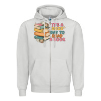 Dove Grey it's a good day to read a book Zipper Hoodie - MaliasSmallBusiness