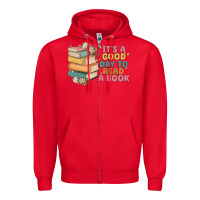 Red it's a good day to read a book Zipper Hoodie - MaliasSmallBusiness