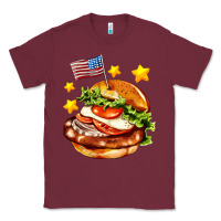 Burgundy american flag and hamburger Classic Tee - AdoDesignShop