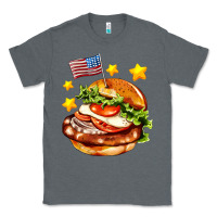 Charcoal Heather american flag and hamburger Classic Tee - AdoDesignShop