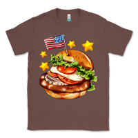 Chestnut american flag and hamburger Classic Tee - AdoDesignShop