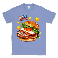 Colony Blue american flag and hamburger Classic Tee - AdoDesignShop