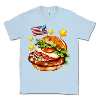 Dusty Blue american flag and hamburger Classic Tee - AdoDesignShop