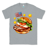 Heather Grey american flag and hamburger Classic Tee - AdoDesignShop