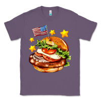 Lavender american flag and hamburger Classic Tee - AdoDesignShop