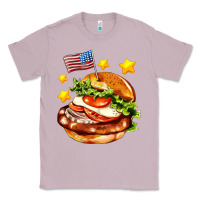 Lilac american flag and hamburger Classic Tee - AdoDesignShop