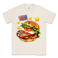 Natural american flag and hamburger Classic Tee - AdoDesignShop
