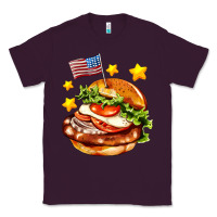 Plum american flag and hamburger Classic Tee - AdoDesignShop